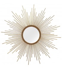 26 Round Gold Metal Sunburst Framed Wall Mirror