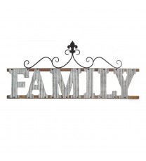 Silver Galvanized Metal Family Wall Decor