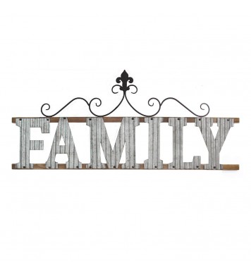 Silver Galvanized Metal Family Wall Decor