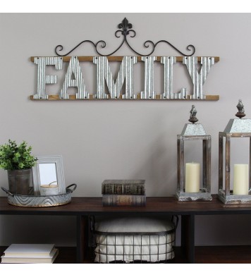 Silver Galvanized Metal Family Wall Decor