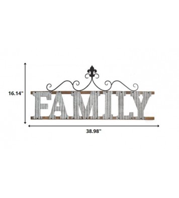 Silver Galvanized Metal Family Wall Decor