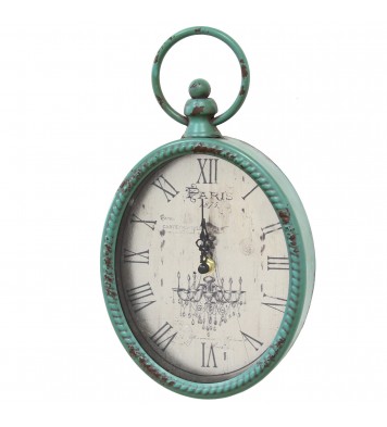 11.5 Teal Oval Vintage Look Metal Wall Clock