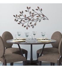 Distressed Metal Blowing Leaves Wall Decor