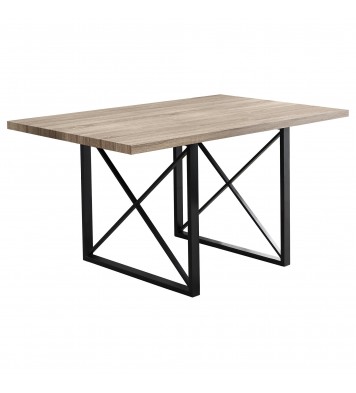 60" Dark Taupe And Black Rectangular Manufactured Wood And Metal Dining Table