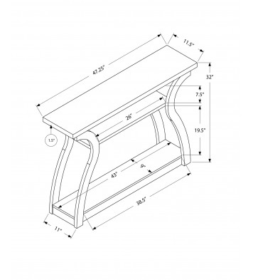 47" Taupe Floor Shelf Console Table With Storage