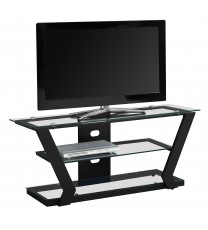 16" X 48" X 20.5" Black Tempered Glass Metal TV Stand