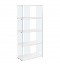 59" White Glass Four Tier Etagere Bookcase