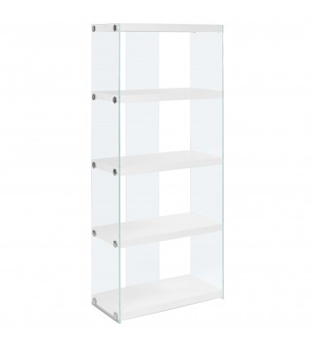 59" White Glass Four Tier Etagere Bookcase