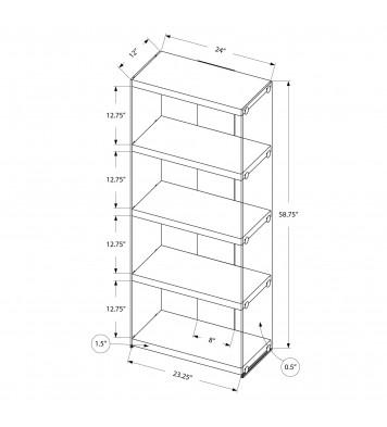 59" White Glass Four Tier Etagere Bookcase