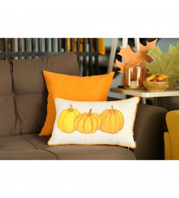 Set Of 2 20" Thanksgiving Pumpkin Throw Pillow Cover In Multicolor