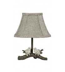 13" Brown Bedside Table Lamp With Tan Empire Shade