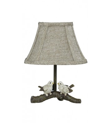 13" Brown Bedside Table Lamp With Tan Empire Shade