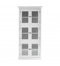 35" White Solid Wood Frame Standard Accent Cabinet With Six Shelves