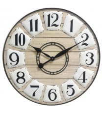 24" Circle Black and White Wood Analog Wall Clock