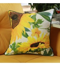 18 X 18 Yellow Floral Zippered Polyester Thanksgiving Throw Pillow