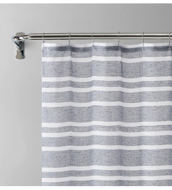 Silvery Gray and White Striped Shower Curtain