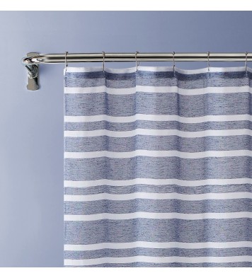 Navy and White Striped Shower Curtain