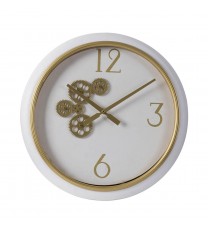 White and Gold Gears Minimal Wall Clock