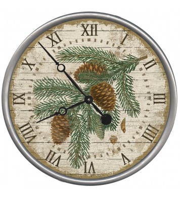 18" Vintage Douglas Fir Pine Sprig Wall Clock