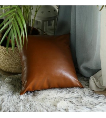 Decorative Vegan Faux Leather Throw Pillow