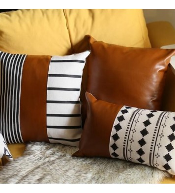 Decorative Vegan Faux Leather Throw Pillow