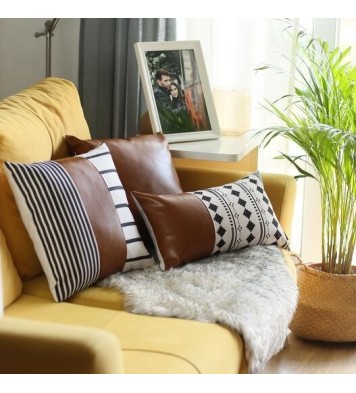 Decorative Vegan Faux Leather Throw Pillow