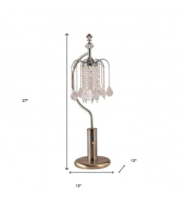 27" Antiqued Gold Metal Chandelier Table Lamp