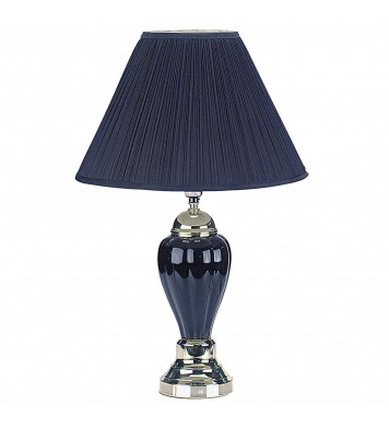 27" Black Ceramic Bedside Table Lamp With Black Shade