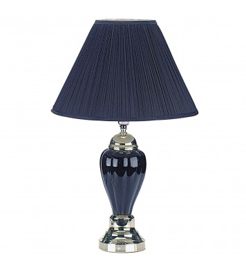 27" Black Ceramic Bedside Table Lamp With Black Shade