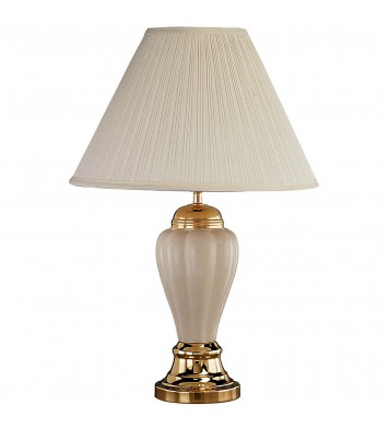 27" Beige Ceramic Bedside Table Lamp With Off-White Shade