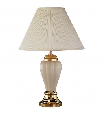 27" Beige Ceramic Bedside Table Lamp With Off-White Shade