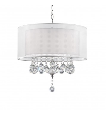 Chic Silver Ceiling Lamp with Crystal Accents and Silver Shade