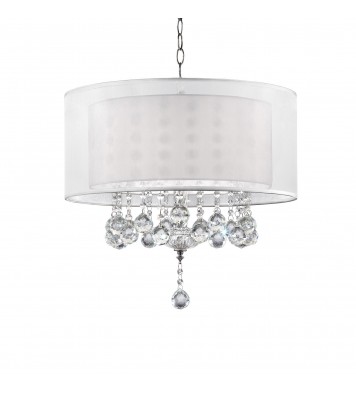 Chic Silver Ceiling Lamp with Crystal Accents and Silver Shade