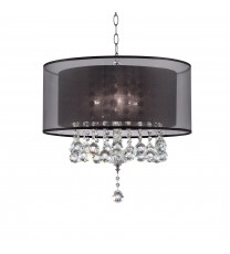 Contempo Silver Ceiling Lamp with Black Shade and Crystal Accents