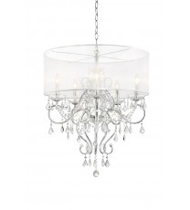 Glam Silver Faux Crystal Hanging Celing Lamp with See Thru Shade