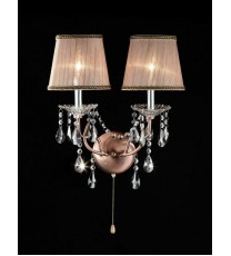 Silver and Pink Faux Crystal Dual Light Hanging Wall Sconce