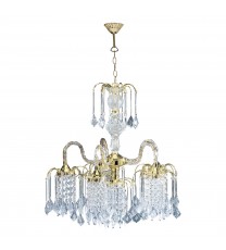 Two Tier Crystal and Gold Hanging Chandelier Light