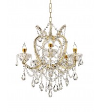 Five Light Glam Gold and Faux Crystal Chandelier