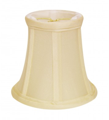 6" Ivory Slanted Set of 6 Chandelier Dupioni Lampshades