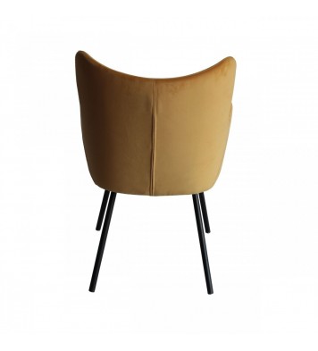 Yellow Curvy Velvet and Black Modern Dining Chair