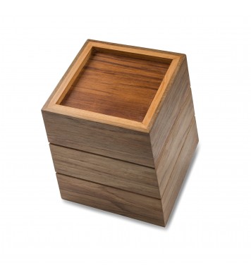 12" Traditional Solid Teak Large Waste Basket