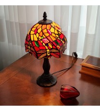 15" Tiffany Style Stained Glass Dragonflies Table Lamp