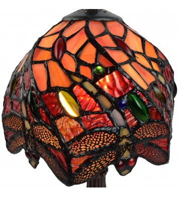 15" Tiffany Style Stained Glass Dragonflies Table Lamp