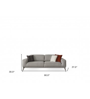 90" Linen Linen And Silver Sleeper Sofa With Three Toss Pillows