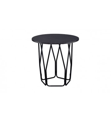 22" Black And Espresso Manufactured Wood And Metal Round End Table