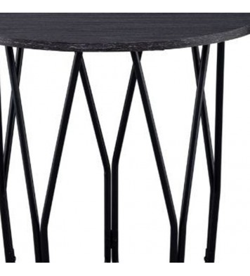 22" Black And Espresso Manufactured Wood And Metal Round End Table