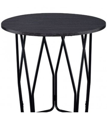 22" Black And Espresso Manufactured Wood And Metal Round End Table