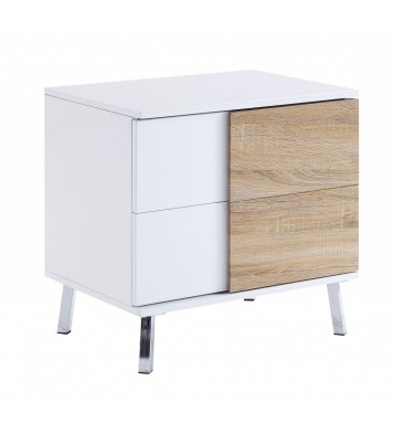 22" White High Gloss Manufactured Wood Rectangular End Table With Two Drawers