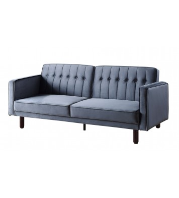 79" Dark Gray Velvet And Black Sleeper Sofa