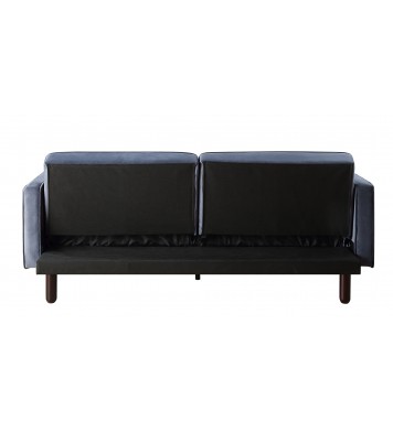 79" Dark Gray Velvet And Black Sleeper Sofa